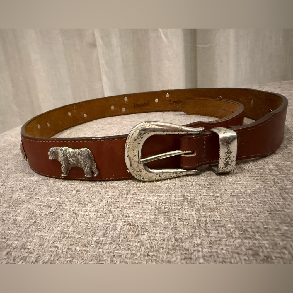 Vintage Honesty Leather Animal Concho Belt Brown Western Safari Size 36 - Picture 2 of 6